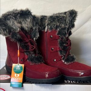 Sporto Women's Red Fur-Lined Winter Boots